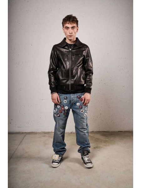 JOHN RICHMOND X Μπουφάν δερμάτινο UMA25101GB CASARI Μαύρο JOHN RICHMOND - 4