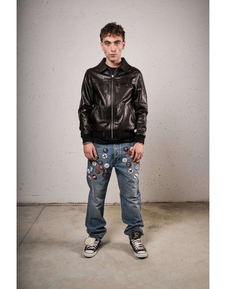 JOHN RICHMOND X Μπουφάν δερμάτινο UMA25101GB CASARI Μαύρο JOHN RICHMOND - 4