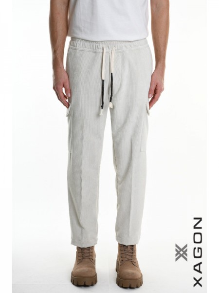 XAGON MAN Corduroy Cargo Pants 2ZUP70V Ecru XAGON MAN - 1