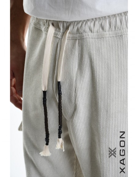 XAGON MAN Corduroy Cargo Pants 2ZUP70V Ecru XAGON MAN - 2