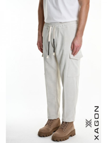XAGON MAN Corduroy Cargo Pants 2ZUP70V Ecru XAGON MAN - 3