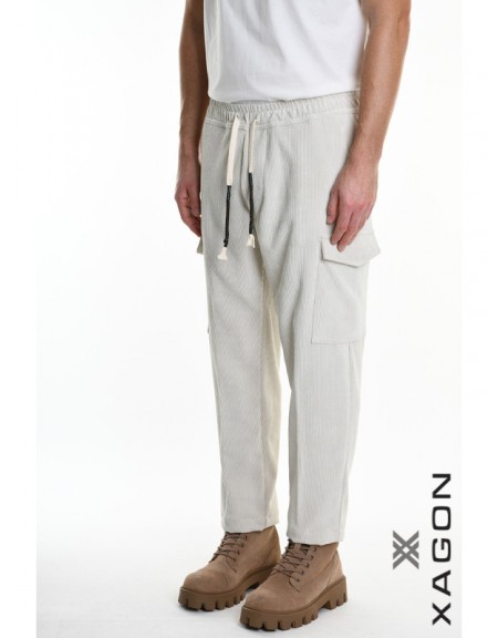 XAGON MAN Corduroy Cargo Pants 2ZUP70V Ecru XAGON MAN - 3