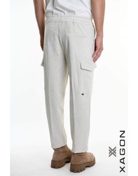 XAGON MAN Corduroy Cargo Pants 2ZUP70V Ecru XAGON MAN - 5