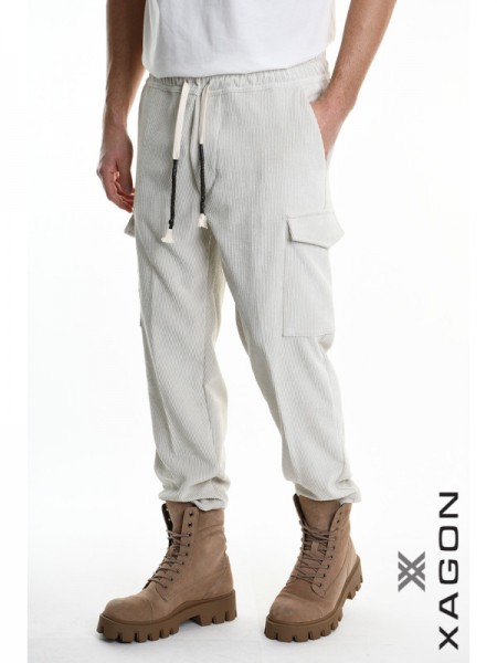 XAGON MAN Corduroy Cargo Pants 2ZUP70V Ecru XAGON MAN - 6