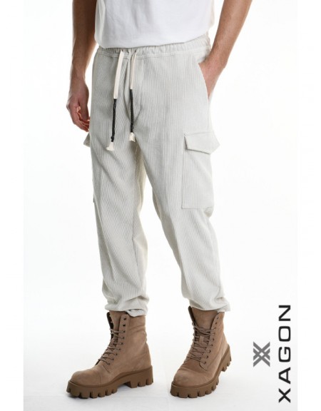 XAGON MAN Corduroy Cargo Pants 2ZUP70V Ecru XAGON MAN - 6