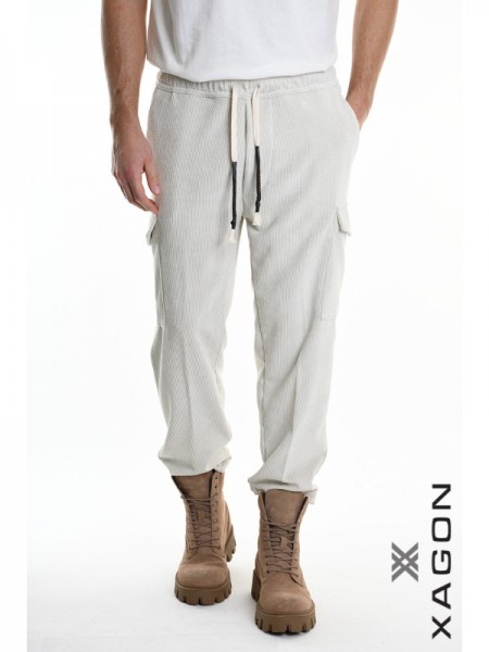 XAGON MAN Corduroy Cargo Pants 2ZUP70V Ecru XAGON MAN - 7
