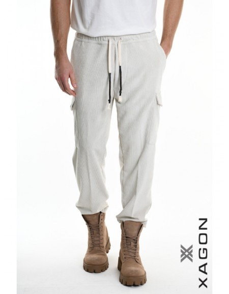 XAGON MAN Corduroy Cargo Pants 2ZUP70V Ecru XAGON MAN - 7