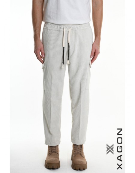 XAGON MAN Corduroy Cargo Pants 2ZUP70V Ecru XAGON MAN - 8
