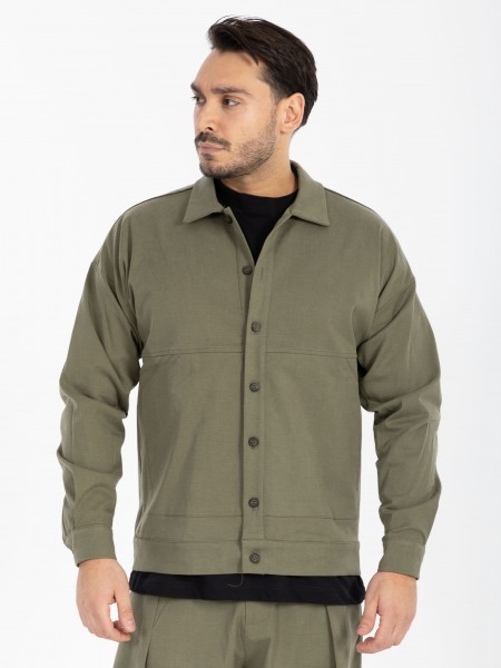 NINETEEN Shirt - Jacket X25-1028 Olive Green NINETEEN - 3