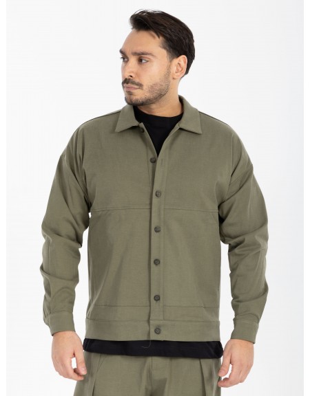 NINETEEN Shirt - Jacket X25-1028 Olive Green NINETEEN - 3