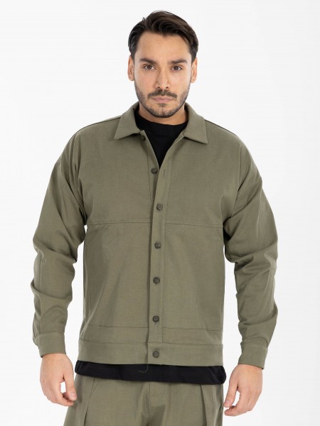 NINETEEN Shirt - Jacket X25-1028 Olive Green NINETEEN - 9