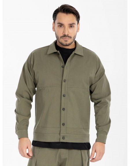 NINETEEN Shirt - Jacket X25-1028 Olive Green NINETEEN - 9
