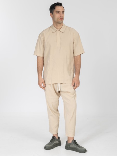 NINETEEN T-shirt polo K26-1026 Μπεζ NINETEEN - 4