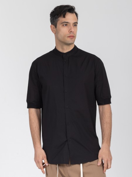 NINETEEN Short sleeve mao shirt K26-1003 Black NINETEEN - 1