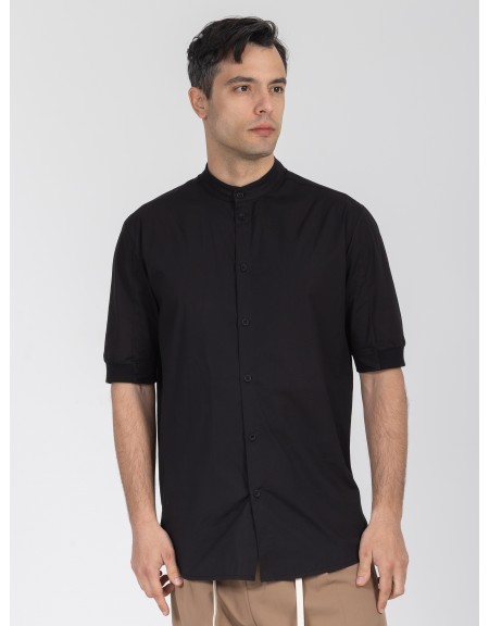 NINETEEN Short sleeve mao shirt K26-1003 Black NINETEEN - 1