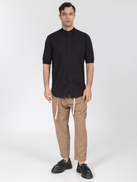 NINETEEN Short sleeve mao shirt K26-1003 Black NINETEEN - 4