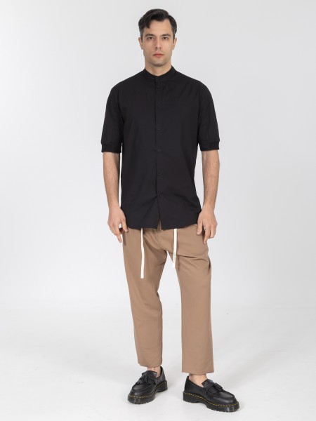 NINETEEN Short sleeve mao shirt K26-1003 Black NINETEEN - 5