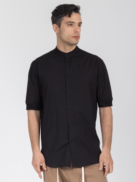 NINETEEN Short sleeve mao shirt K26-1003 Black NINETEEN - 7