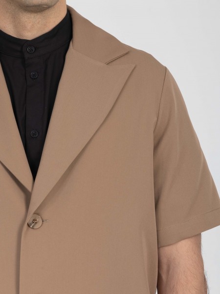 NINETEEN Σακάκι κοντομάνικο K26-1005 Καφέ - Μπεζ NINETEEN - 3