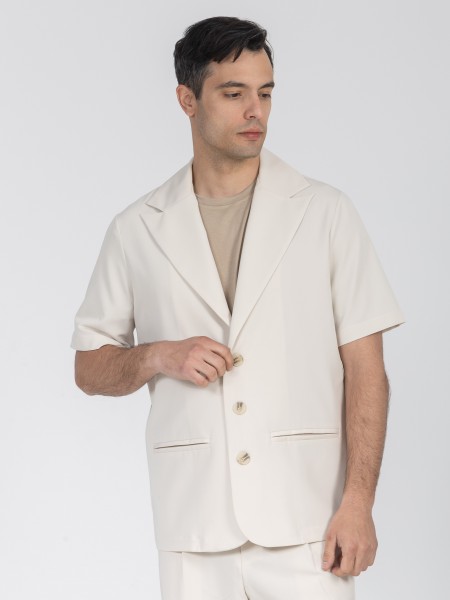 NINETEEN Short sleeve jacket K26-1005 Ecru NINETEEN - 1