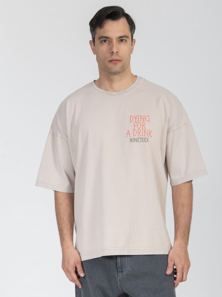 NINETEEN T-shirt K26-1081 Μπεζ NINETEEN - 8