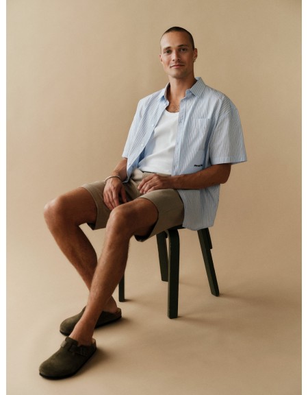 GABBA Short-sleeved striped shirt JENS OVER BISI SS Light blue - Brown GABBA - 1