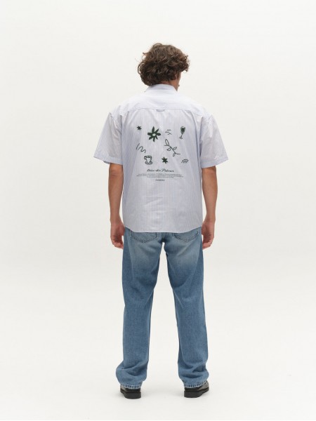 GABBA Short-sleeved striped shirt JENS OVER BISI SS Light blue - Brown GABBA - 3