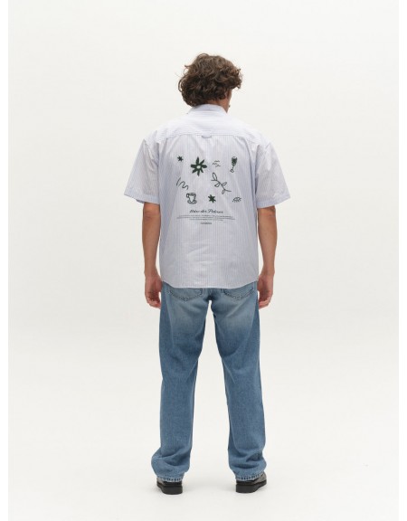 GABBA Short-sleeved striped shirt JENS OVER BISI SS Light blue - Brown GABBA - 3