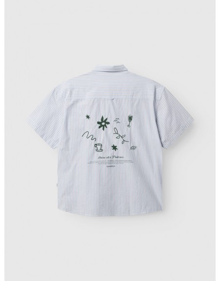 GABBA Πουκάμισο κοντομάνικο ριγέ JENS OVER BISI SS Γαλάζιο - Καφέ GABBA - 8