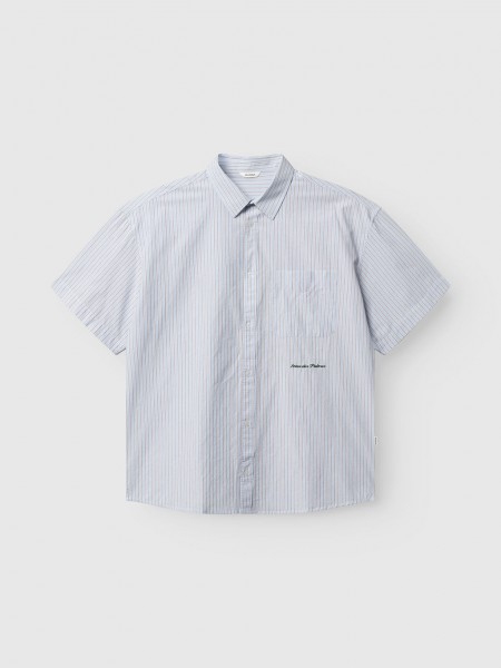 GABBA Short-sleeved striped shirt JENS OVER BISI SS Light blue - Brown GABBA - 9