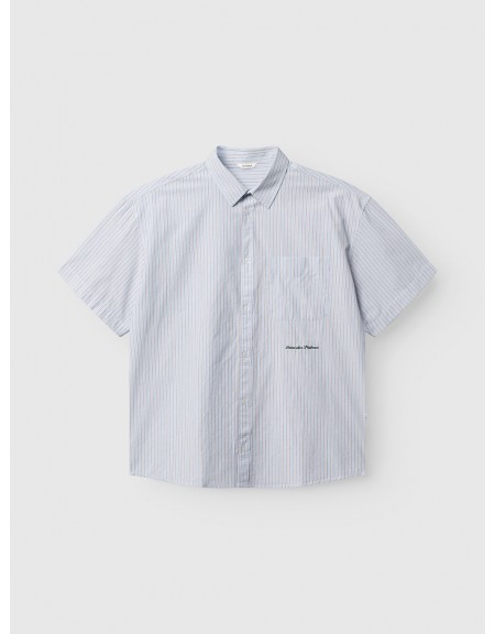 GABBA Short-sleeved striped shirt JENS OVER BISI SS Light blue - Brown GABBA - 9