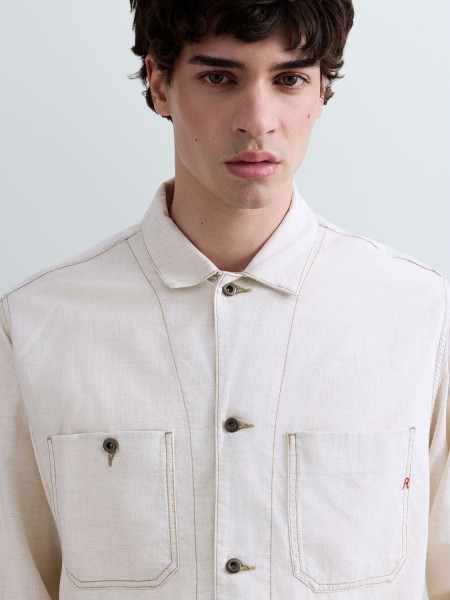 REPLAY Πουκάμισο - Jacket MV864E.000.238 07A Μπεζ REPLAY - 2