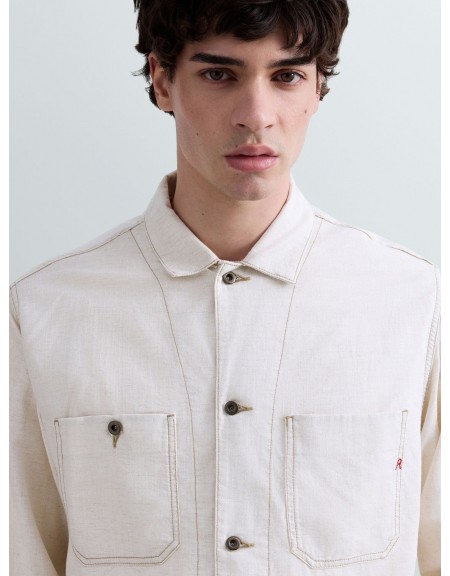 REPLAY Πουκάμισο - Jacket MV864E.000.238 07A Μπεζ REPLAY - 2