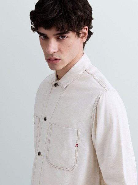 REPLAY Πουκάμισο - Jacket MV864E.000.238 07A Μπεζ REPLAY - 3