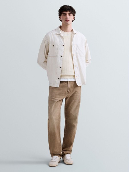 REPLAY Πουκάμισο - Jacket MV864E.000.238 07A Μπεζ REPLAY - 5