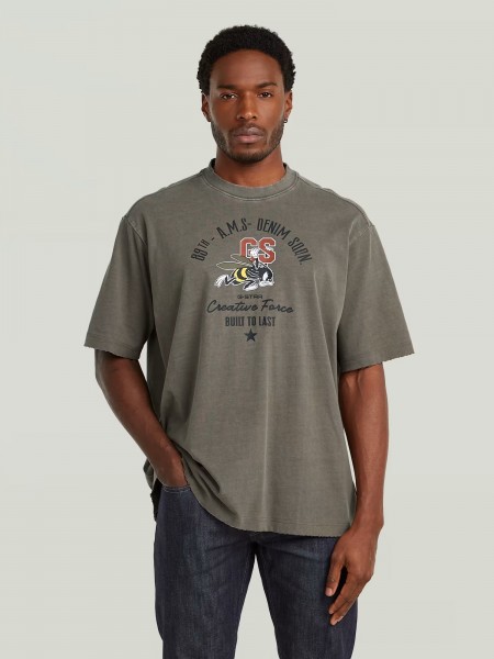 G-STAR RAW T-shirt D29297-E401-C982 FRONT GR ANGRY BEE LOOSE R T Γκρι - Λαδί G-STAR RAW - 1