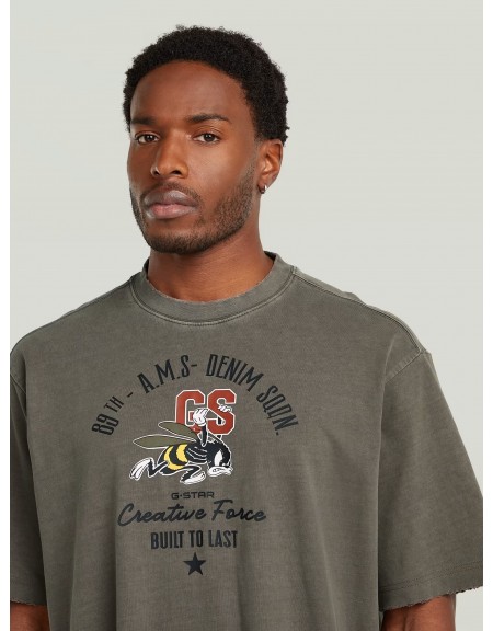 G-STAR RAW T-shirt D29297-E401-C982 FRONT GR ANGRY BEE LOOSE R T Grey - Olive G-STAR RAW - 2
