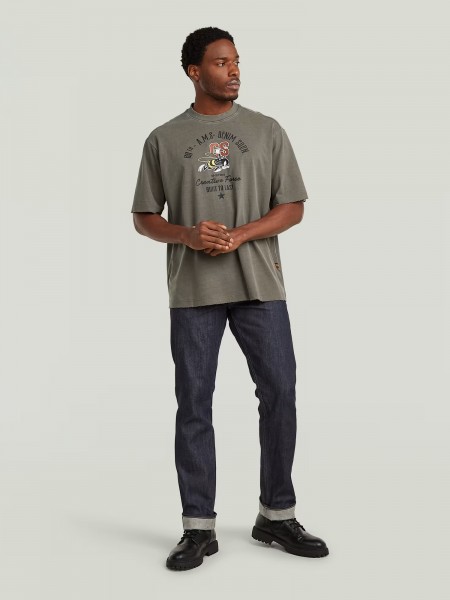 G-STAR RAW T-shirt D29297-E401-C982 FRONT GR ANGRY BEE LOOSE R T Γκρι - Λαδί G-STAR RAW - 5