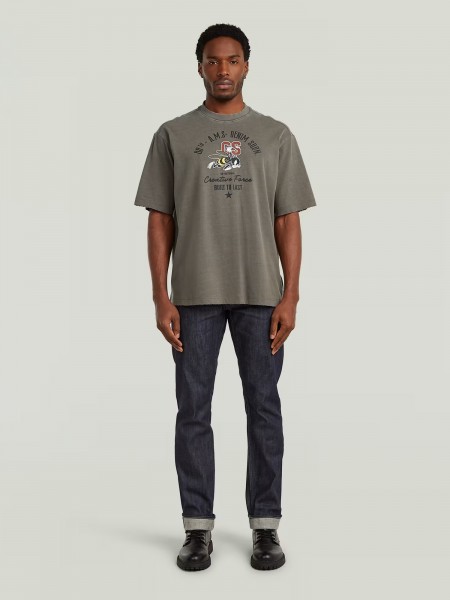 G-STAR RAW T-shirt D29297-E401-C982 FRONT GR ANGRY BEE LOOSE R T Γκρι - Λαδί G-STAR RAW - 6