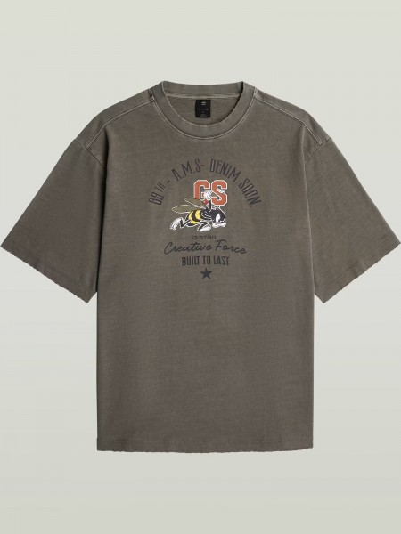 G-STAR RAW T-shirt D29297-E401-C982 FRONT GR ANGRY BEE LOOSE R T Grey - Olive G-STAR RAW - 7