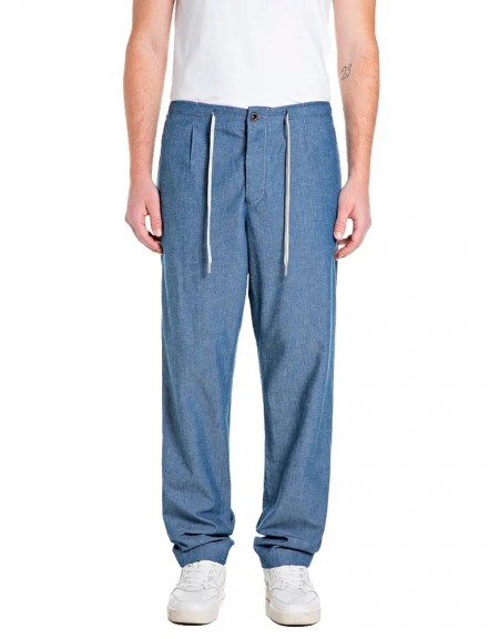 REPLAY Linen pants M9044.000.248 07A Blue REPLAY - 1