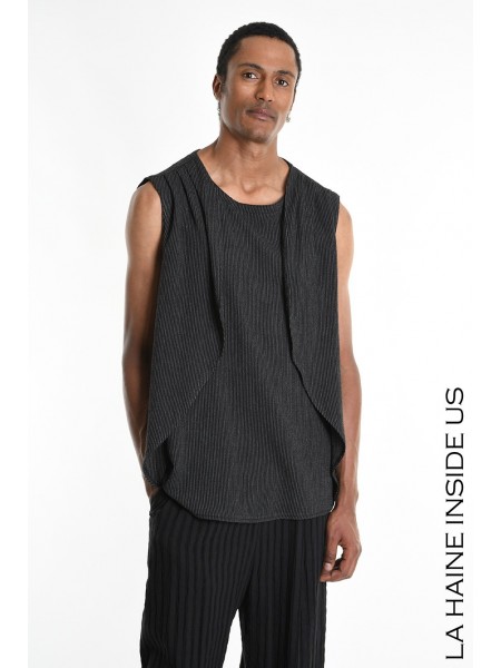 LA HAINE Sleeveless Striped T-shirt 3P LM1286 Black - Gray LA HAINE - 6