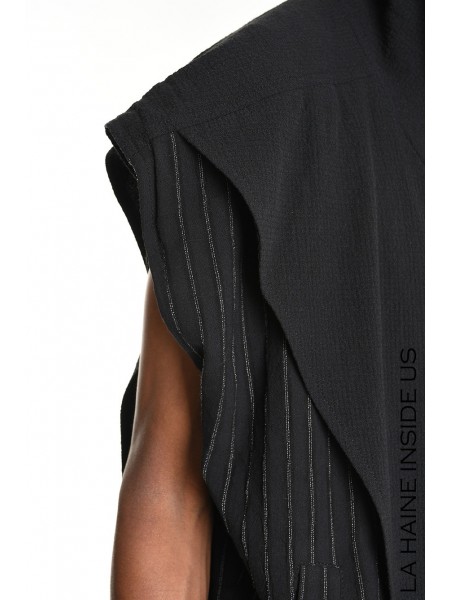 LA HAINE Sleeveless jacket with hood 3P LM1282 Black LA HAINE - 6