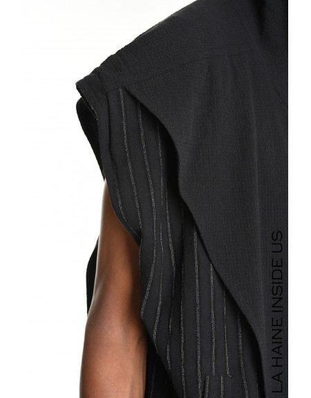 LA HAINE Sleeveless jacket with hood 3P LM1282 Black LA HAINE - 6
