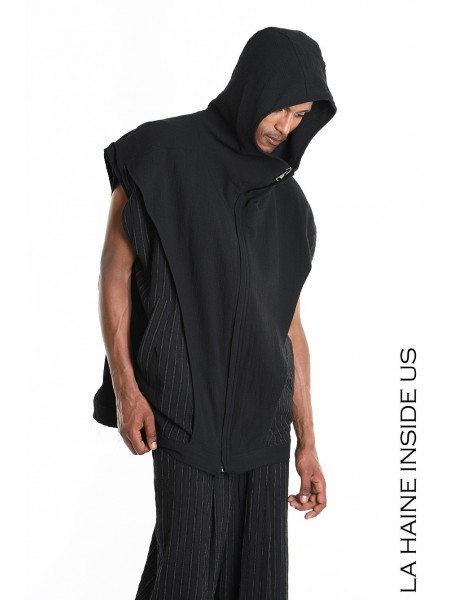 LA HAINE Sleeveless jacket with hood 3P LM1282 Black LA HAINE - 4