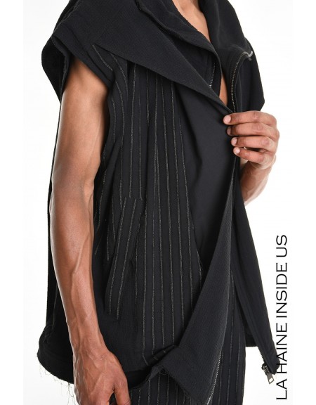 LA HAINE Sleeveless jacket with hood 3P LM1282 Black LA HAINE - 7