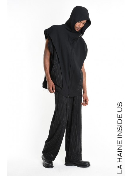 LA HAINE Sleeveless jacket with hood 3P LM1282 Black LA HAINE - 9