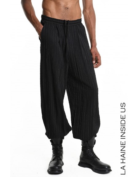 LA HAINE Παντελόνι ριγέ 3P LM1276 Μαύρο LA HAINE - 2