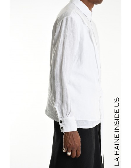 LA HAINE Linen shirt 3R LM1235 White LA HAINE - 6