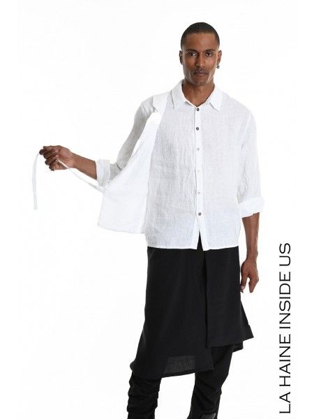 LA HAINE Linen shirt 3R LM1235 White LA HAINE - 4